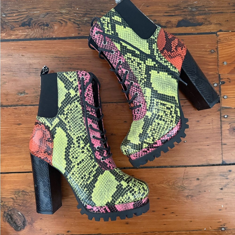 Cape Robbin Multicolor Snake Print Ankle Boots
